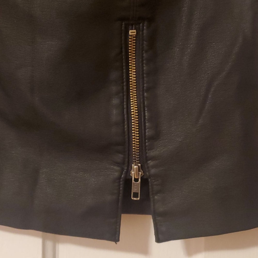 🎁 Free People black vegan leather moto mini skirt 4 - Picture 2 of 6